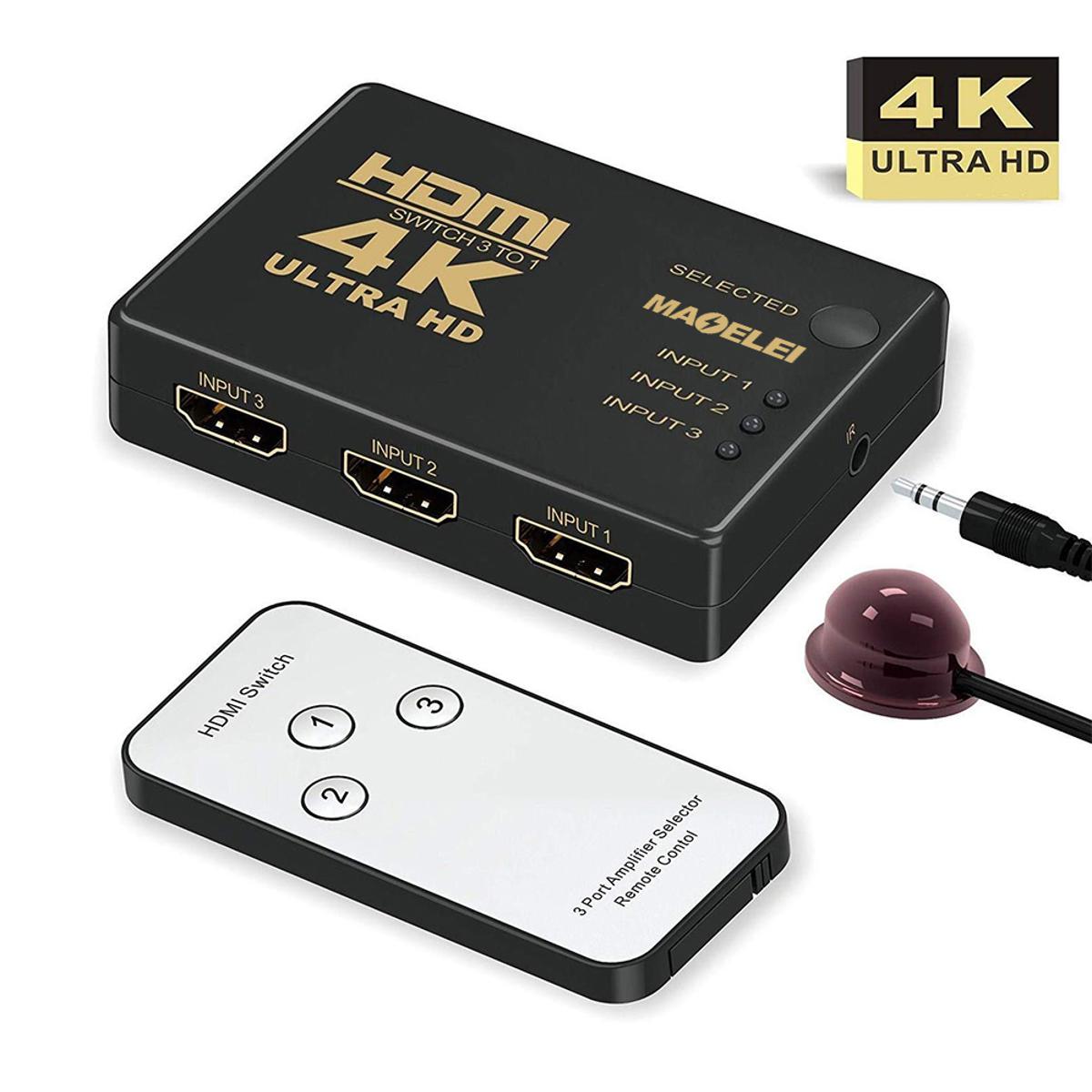 HDMI Splitter 3 Port HDMI Switch 3x1 3 in 1 out 3d 4K HDMI Switch Switcher Splitter Hub Adapter with IR RF Remote