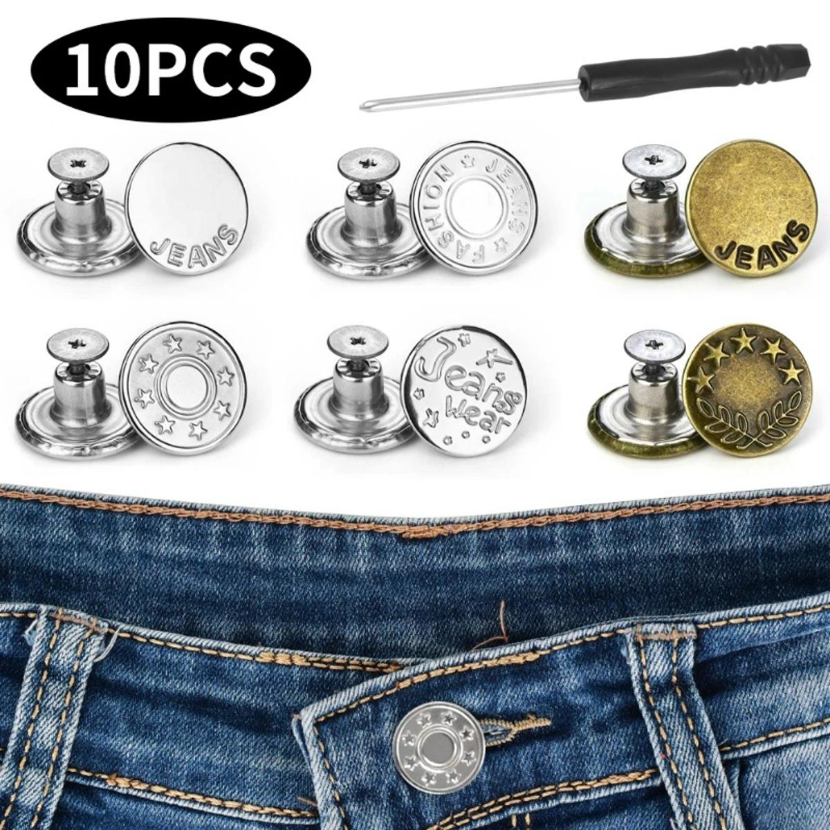 10Pcs 20mm Jeans Clothing Metal Replacement Button Sewing-Free ...