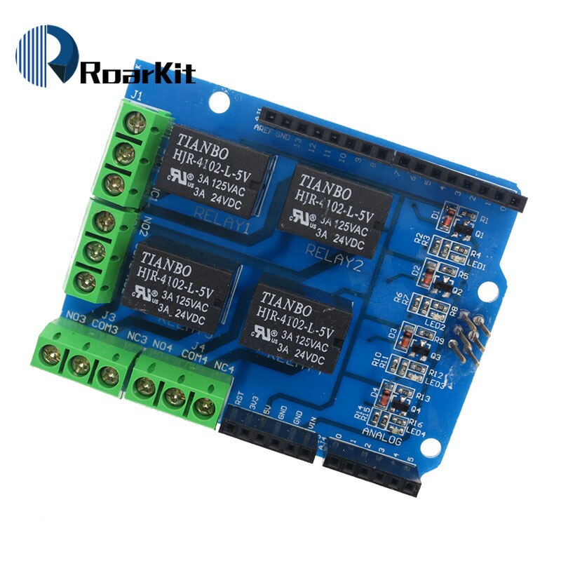 【Mary DAI Store】4 channel relay shield module, Four channel relay control relay expansion board for arduino UNO R3 2560. 