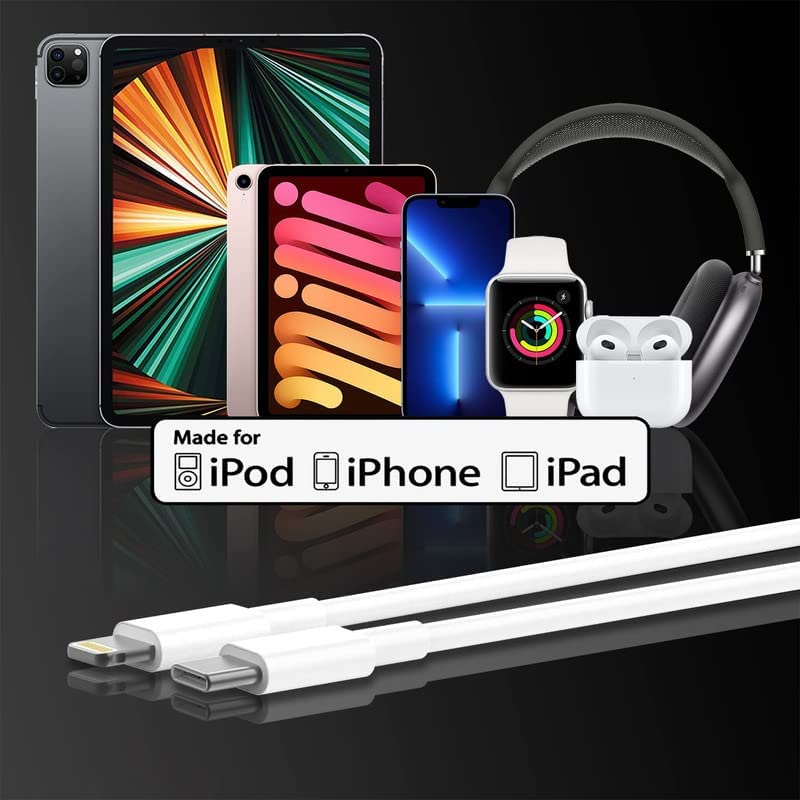 USB C to Lightning Cable 1M [Apple MFi Certified] iPhone Fast Charger Cable USB-C Power Delivery Charging Cord for iPhone 14/13/12/12 PRO Max/12 Mini/11/11PRO/XS/Max/XR/X/8/8Plus/iPad pack of 1. 