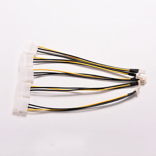 5 Pcs 4-Pin Molex/IDE to 3-Pin CPU Case Fan Power Connector Cable Adapter 20cm. 