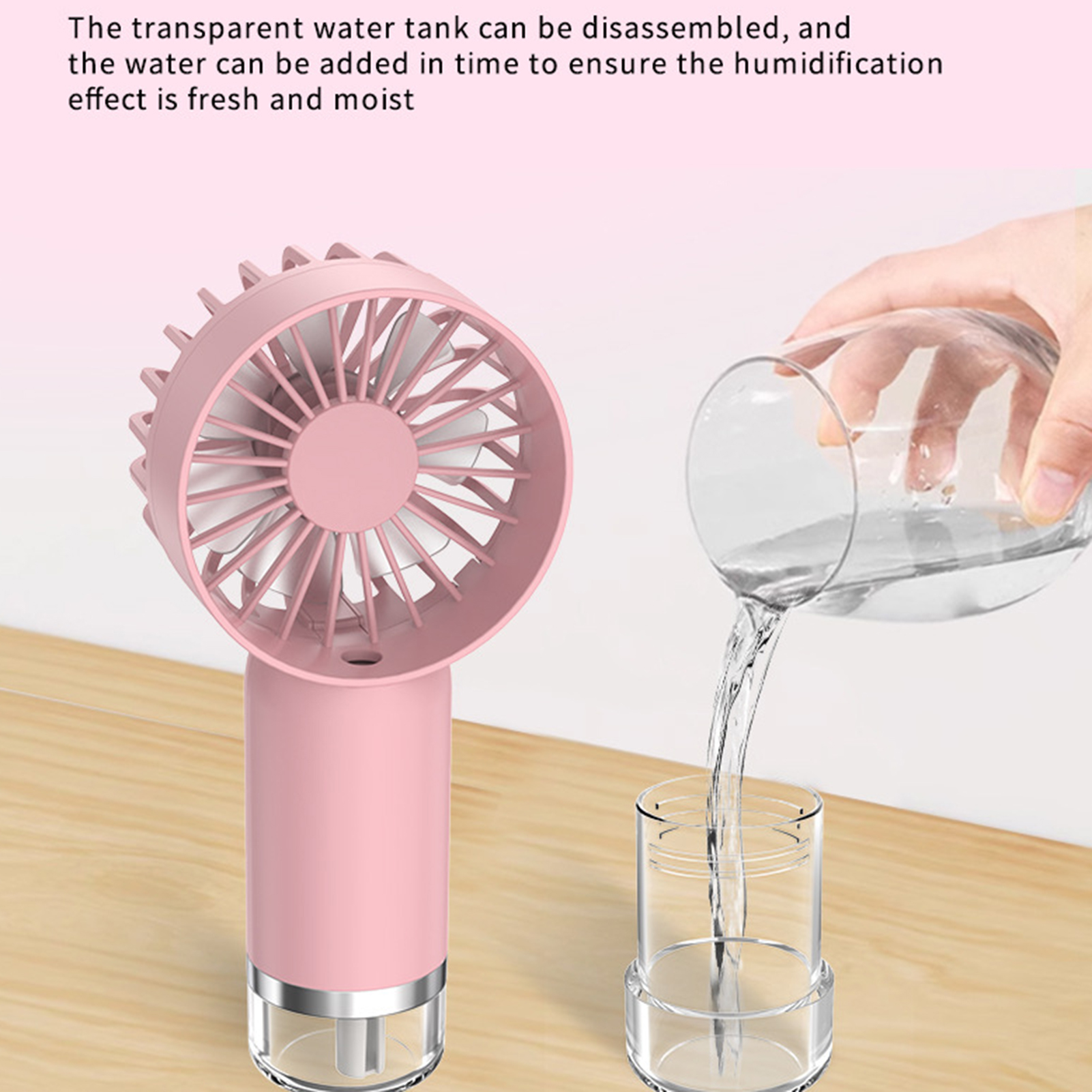 Portable Mist Fan Portable Rechargeable Handheld Fan with 3 Wind Speeds for Personal Cooling Compact Size Low Noise Battery-powered Ideal for Outdoor Misting Fan. 