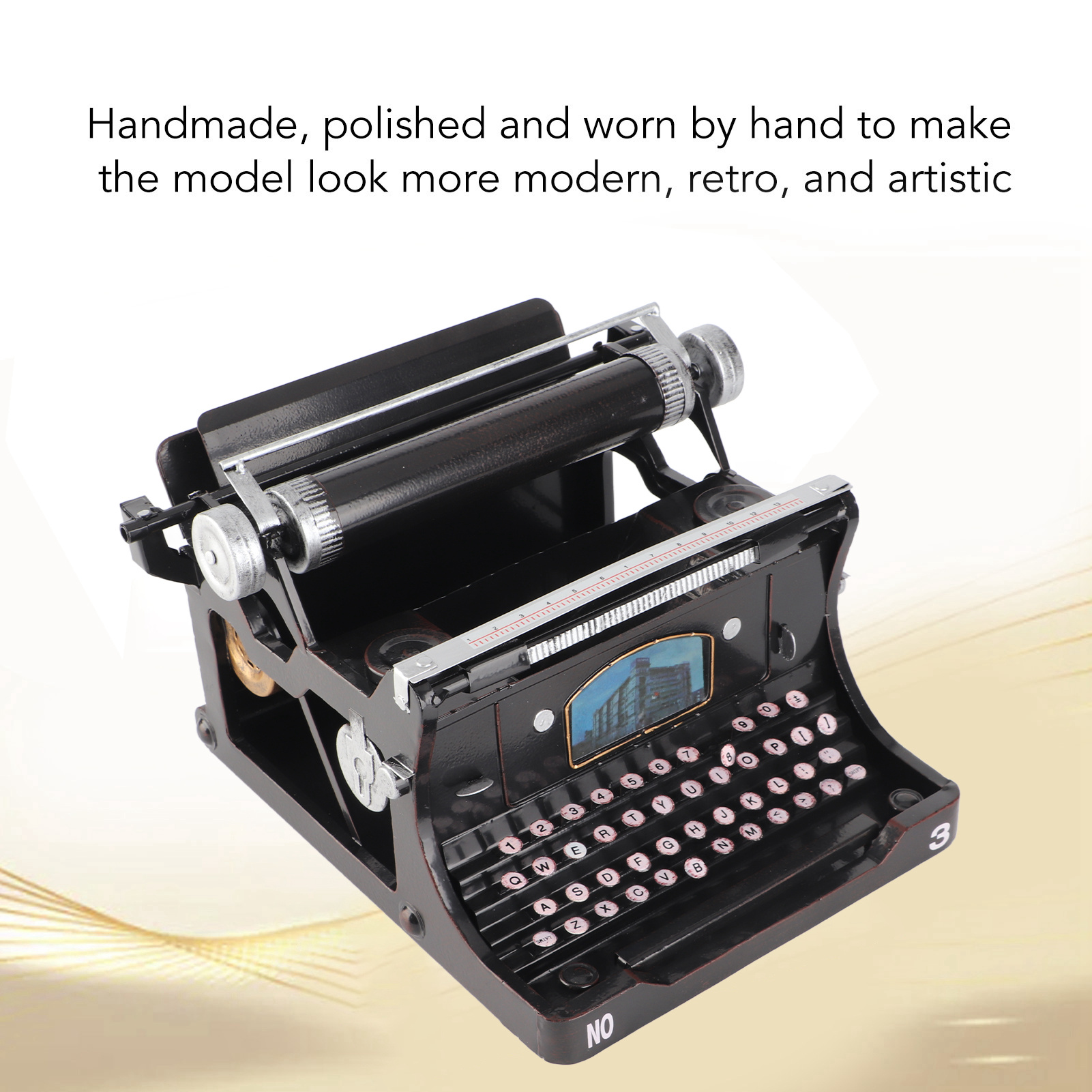 Black Portable Typewriter Rust Resistant Antique Typewriter Model Exquisite Show Taste Widely Applicable Perfect Gift for Home. 