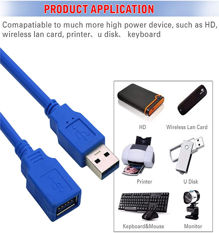 1.5M Usb M/F Male To Female Cable Extension Cord Super High-Speed 5Gbps For Hub Keyboard Mouse Printer - Extend Usb Connectivity For Various Devices. 