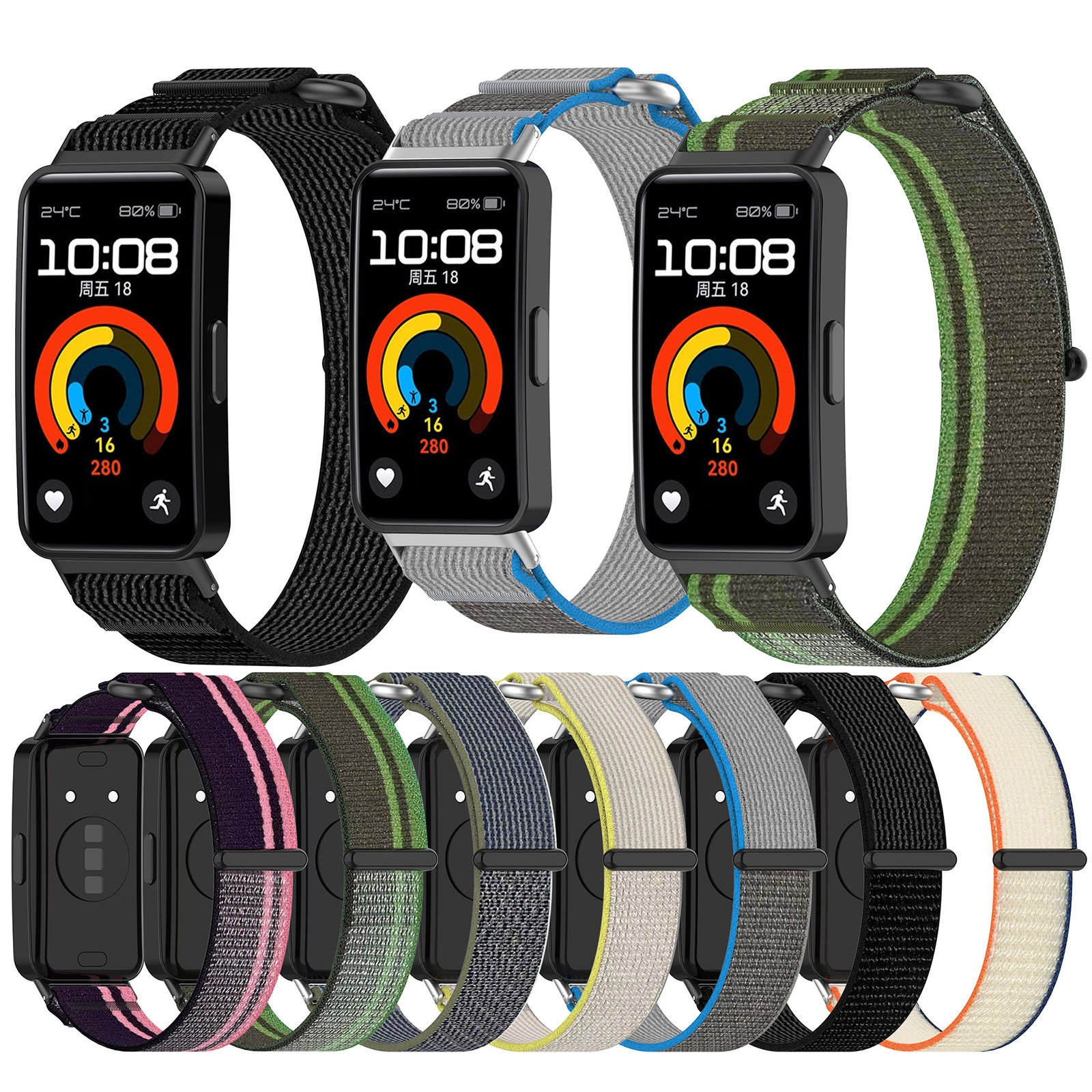 Loop Nylon Hook and Loop Fastener Watch Band For Huawei Band 9. 