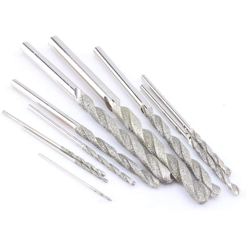 10 Pieces Diamond Drill Bits Set Twist Diamond Tip Drill Bit Heavy. 