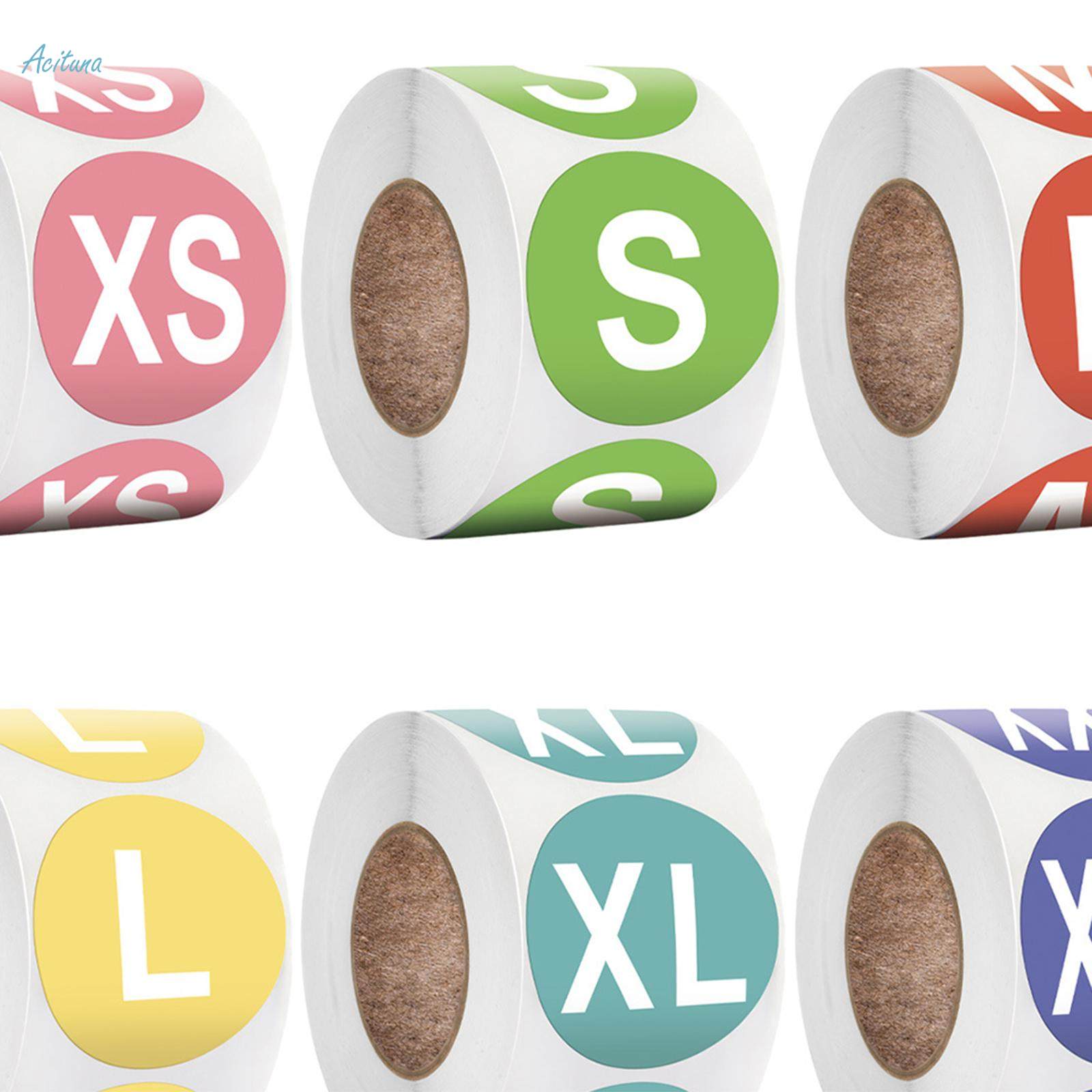 7x Clothing Size Stickers Labels Round Scrapbook Letters 0.98in for Clothes. 