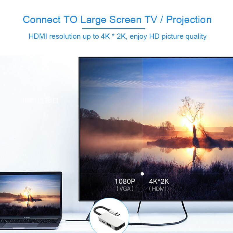 【VisioN Shop】Bkscy Type-C HDMI Docking Usb Splitter Type-C Multi-function Hub Adapter for Pro for Huawei Matebook. 
