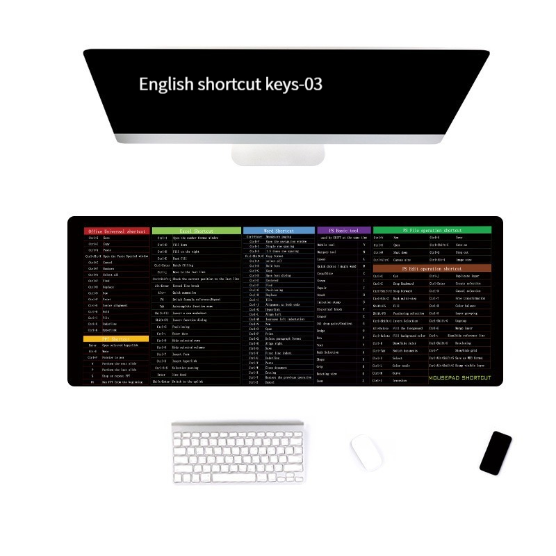 HXSJ Oversized Gaming Mouse Pad Keyboard Shortcuts Mouse Pad Computer Office Waterproof Nonslip Large Desk Pad
