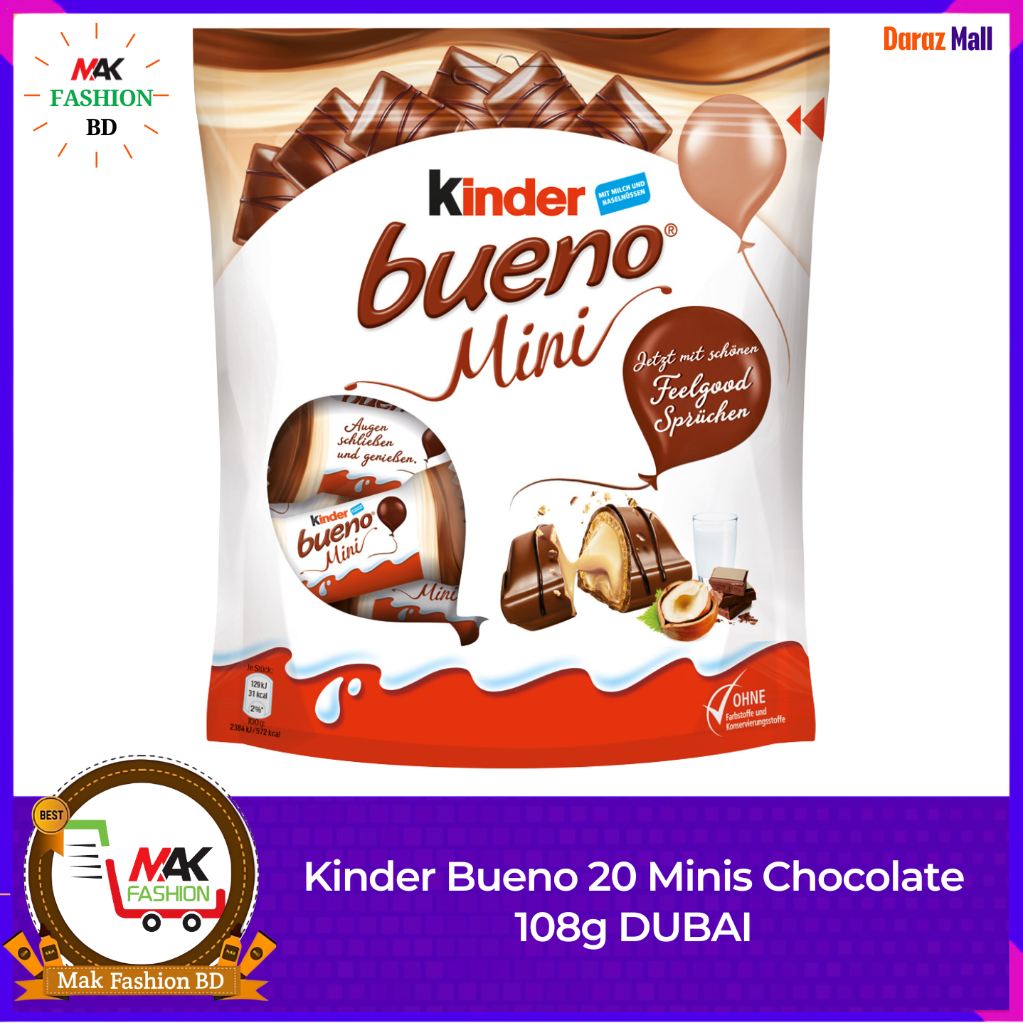 Kinder Bueno 20 Minis Chocolate 108g DUBAI