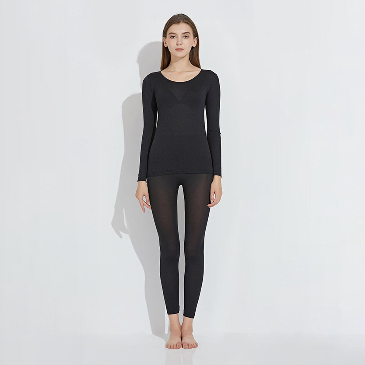 Seamless Elastic Thermal Underwear Set for Women – Top and Bottom