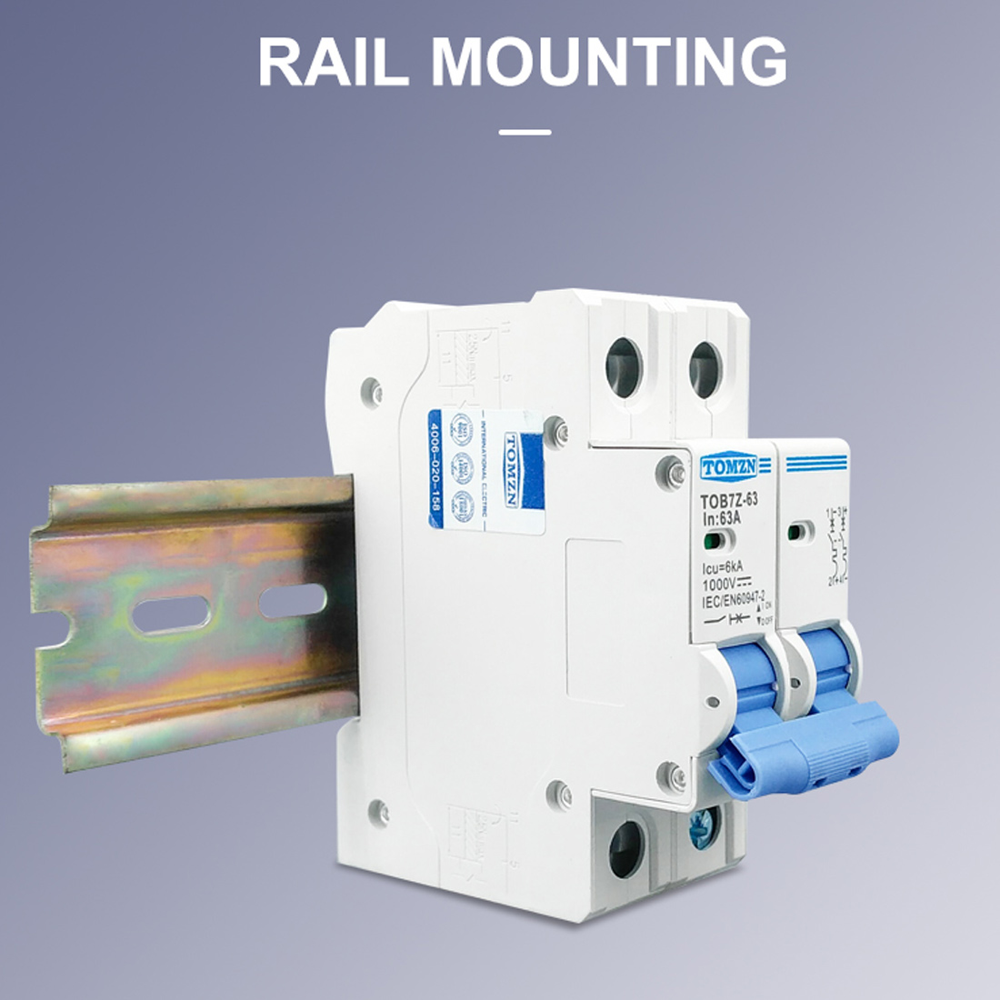 TOMZN 2P DC 1000V Solar Mini Circuit Breaker DC MCB Circuit Breaker for PV System. 