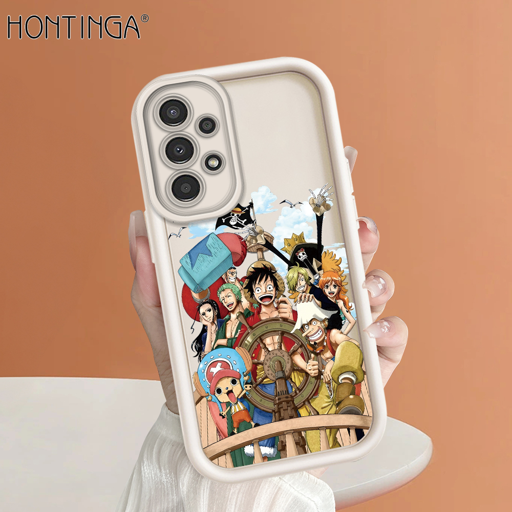 Hontinga for Samsung A13 4G Back Cover One Piece Luffy Pattern Ladder Soft Camera Protection Rubber Phone Case