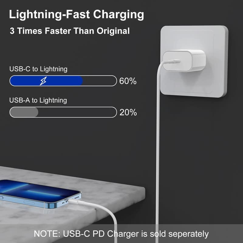 USB C to Lightning Cable 1M [Apple MFi Certified] iPhone Fast Charger Cable USB-C Power Delivery Charging Cord for iPhone 14/13/12/12 PRO Max/12 Mini/11/11PRO/XS/Max/XR/X/8/8Plus/iPad pack of 1. 