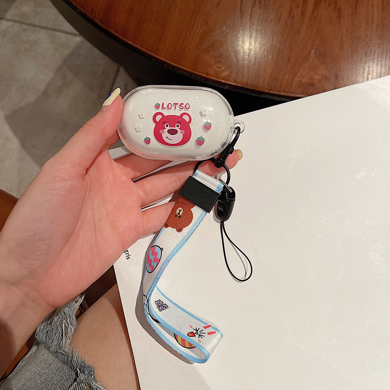 New Earphone Case For oppo enco buds Cute cartoon pattern soft shell Headset Protecte transparent Case For oppo enco w31 Lite Hand Strap. 