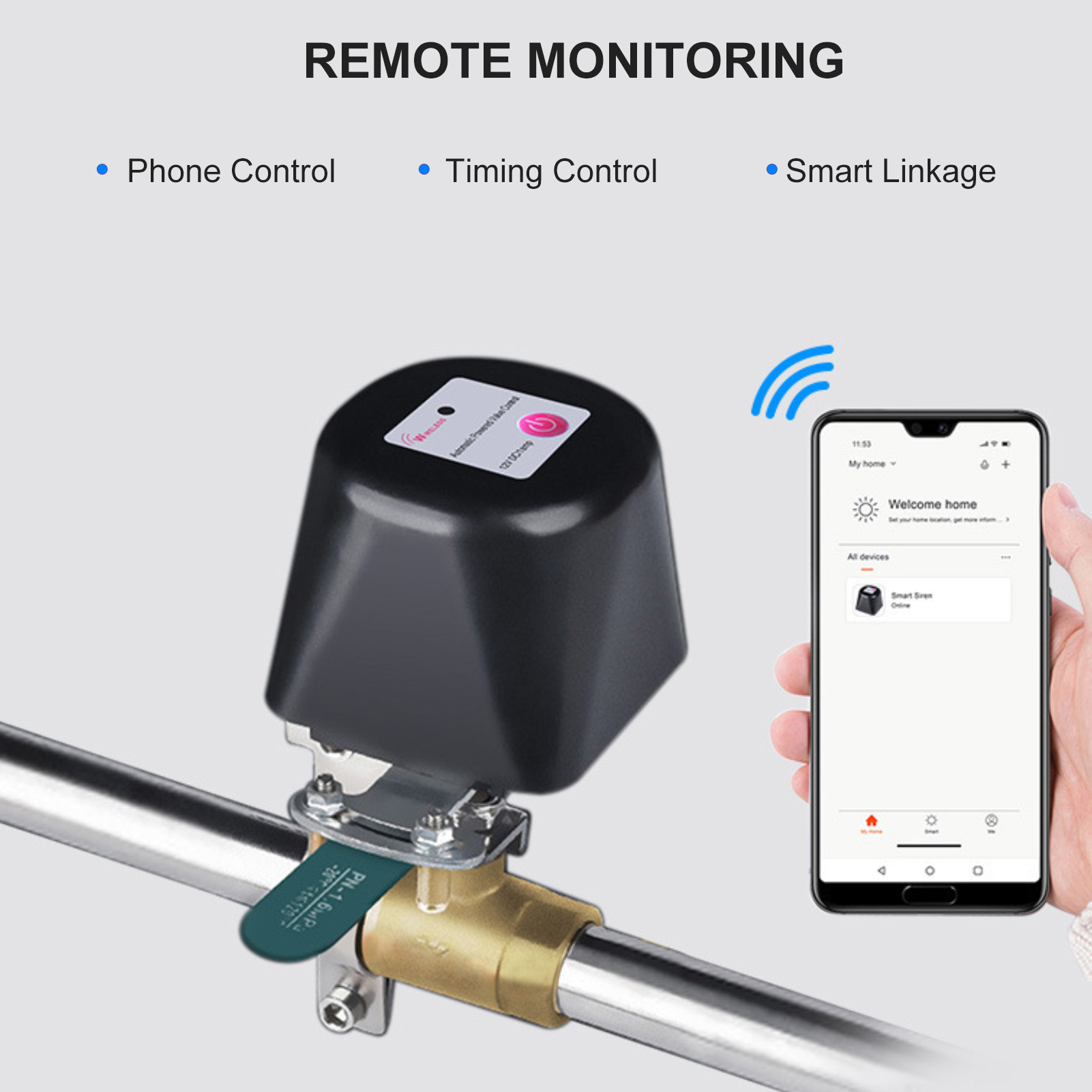 Migeet w-i-f-i Smart Water Valve with Timer Water Auto Shutoff Valve Controller Home Automation Water Shut-Off Valve Compatible With Alexa, Google Application. 