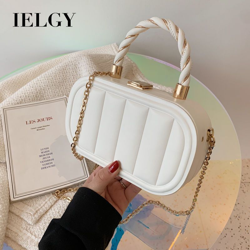 IELGY women's high-end chain solid color box small square bag