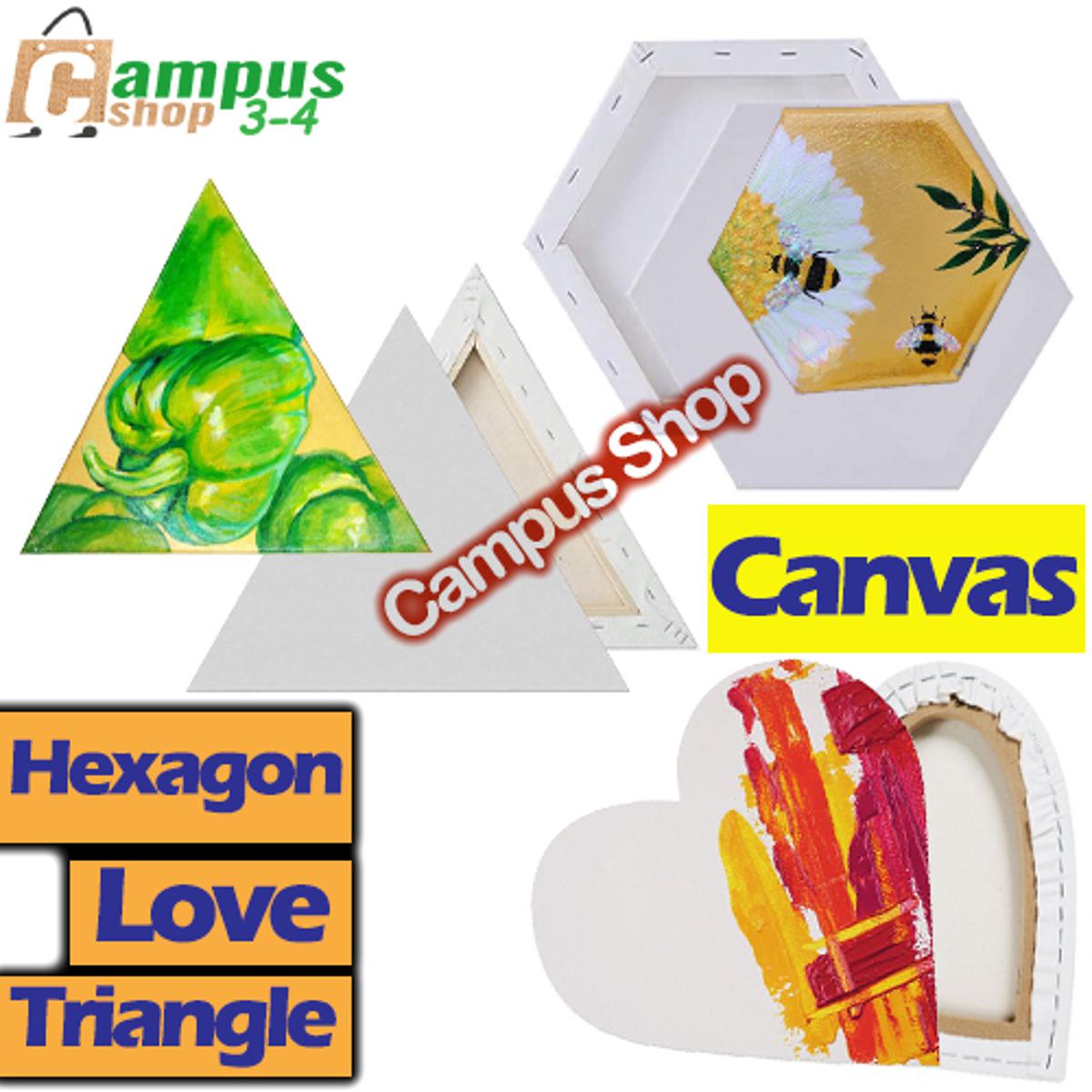 Artist Painting Different Shape Canvas Triangle/Hexagon And Love Canvas  Size- 6/6, 8/8, 10/10, 12/12-1 pcs