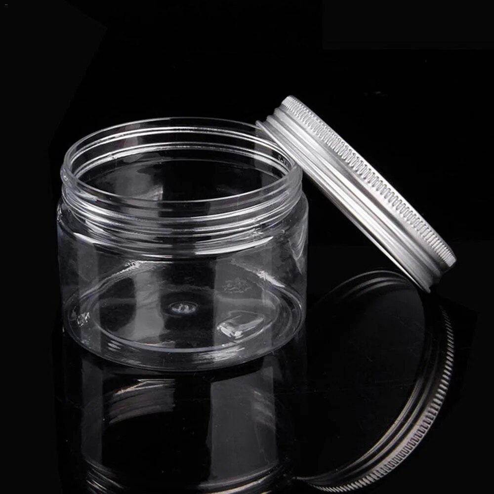 Clear Plastic Jar with Aluminum Lids Empty Cosmetic Containers Makeup Box Travel Bottle 30ml 50ml 60ml 80ml 100ml 120ml 250ml. 