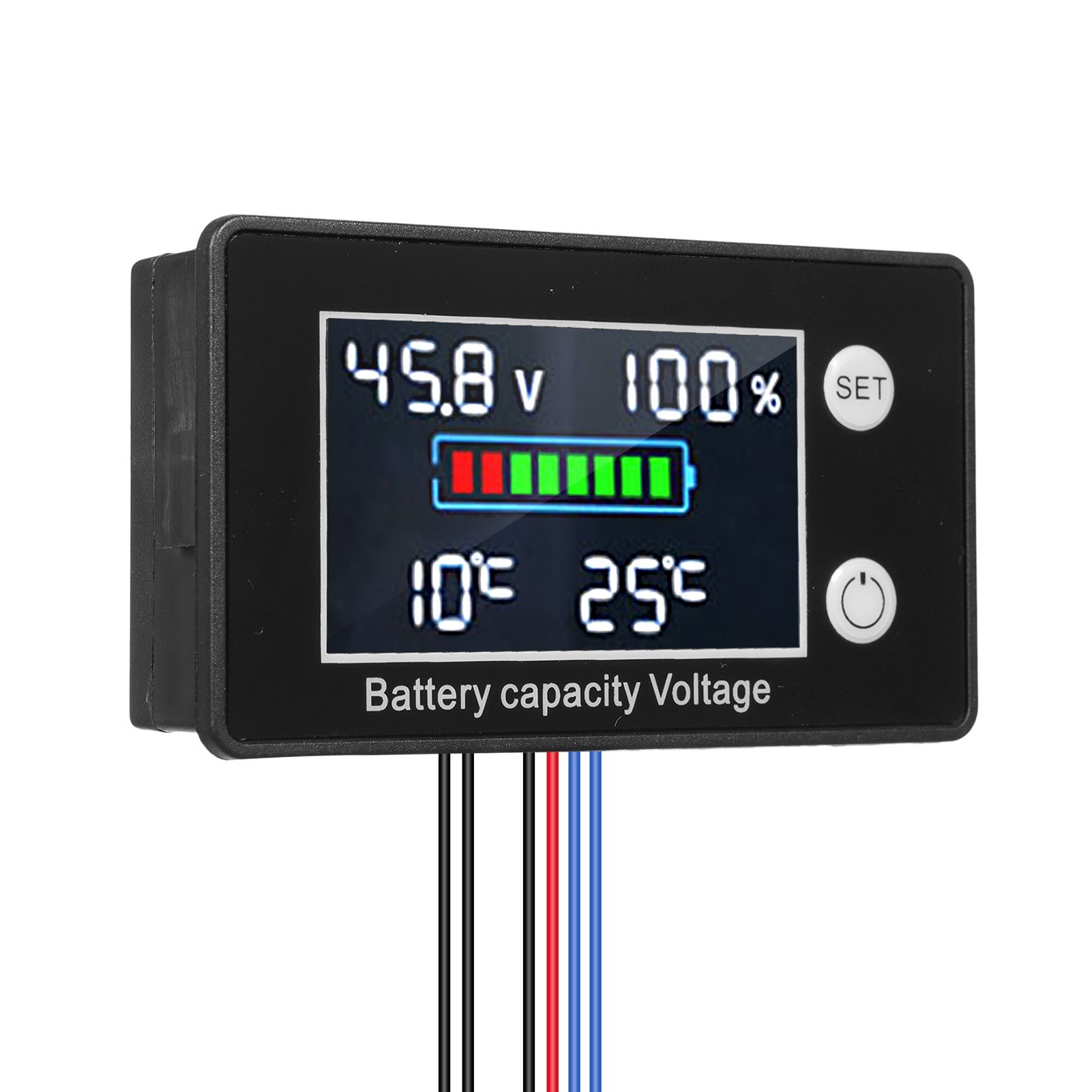 Battery Monitor 9V-100V Battery Capacity Voltage Meter with LCD Display Backlight Digital Voltmeter Tester For Lithium Ternary Batteries Lead-acid Battery Lithium Iron Phosphate Battery Capacity Percentage Tester. 