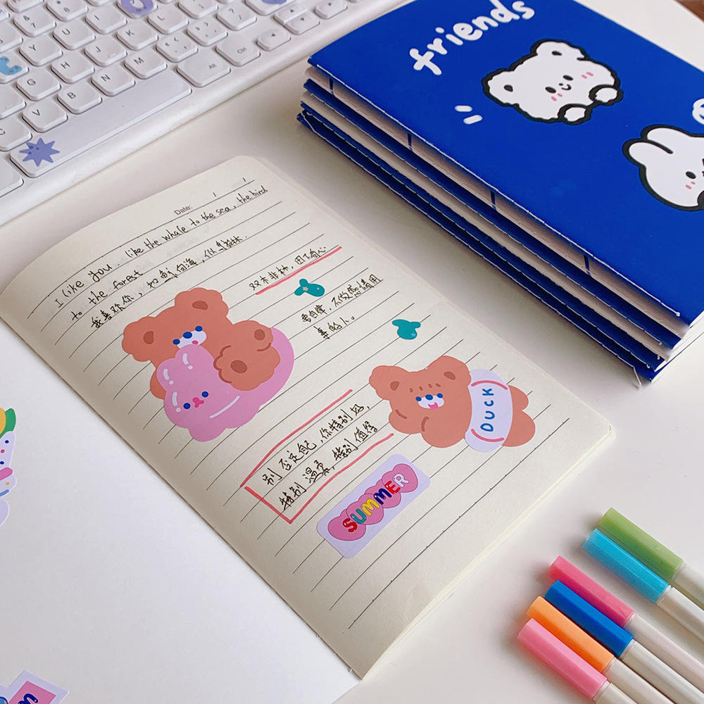 Cartoon design Cartoon notebook Creative and cute A5 size Soft cover A5 size diary book Paper Cute little bear planner journal for Student use Work Personal journaling Gift idea for kids Suitable for. 