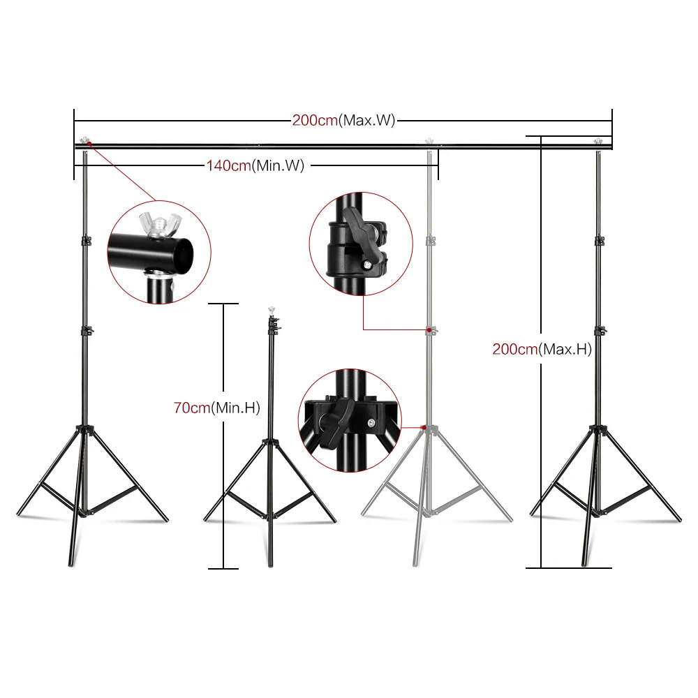 Photography Background Frame Support Softbox Lighting Kit Photo Studio Equipment Accessories With 3Pcs Backdrop And Tripod Stand. 