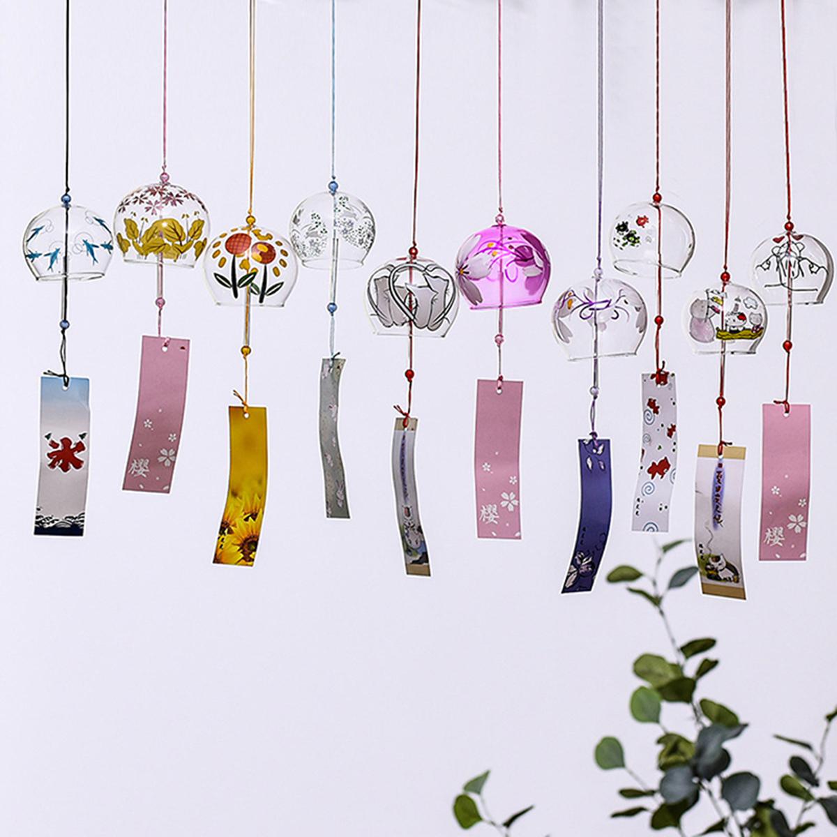 1PCS Wind Bell Japan Wind Chimes Handmade Glass Furin Home Office Decors