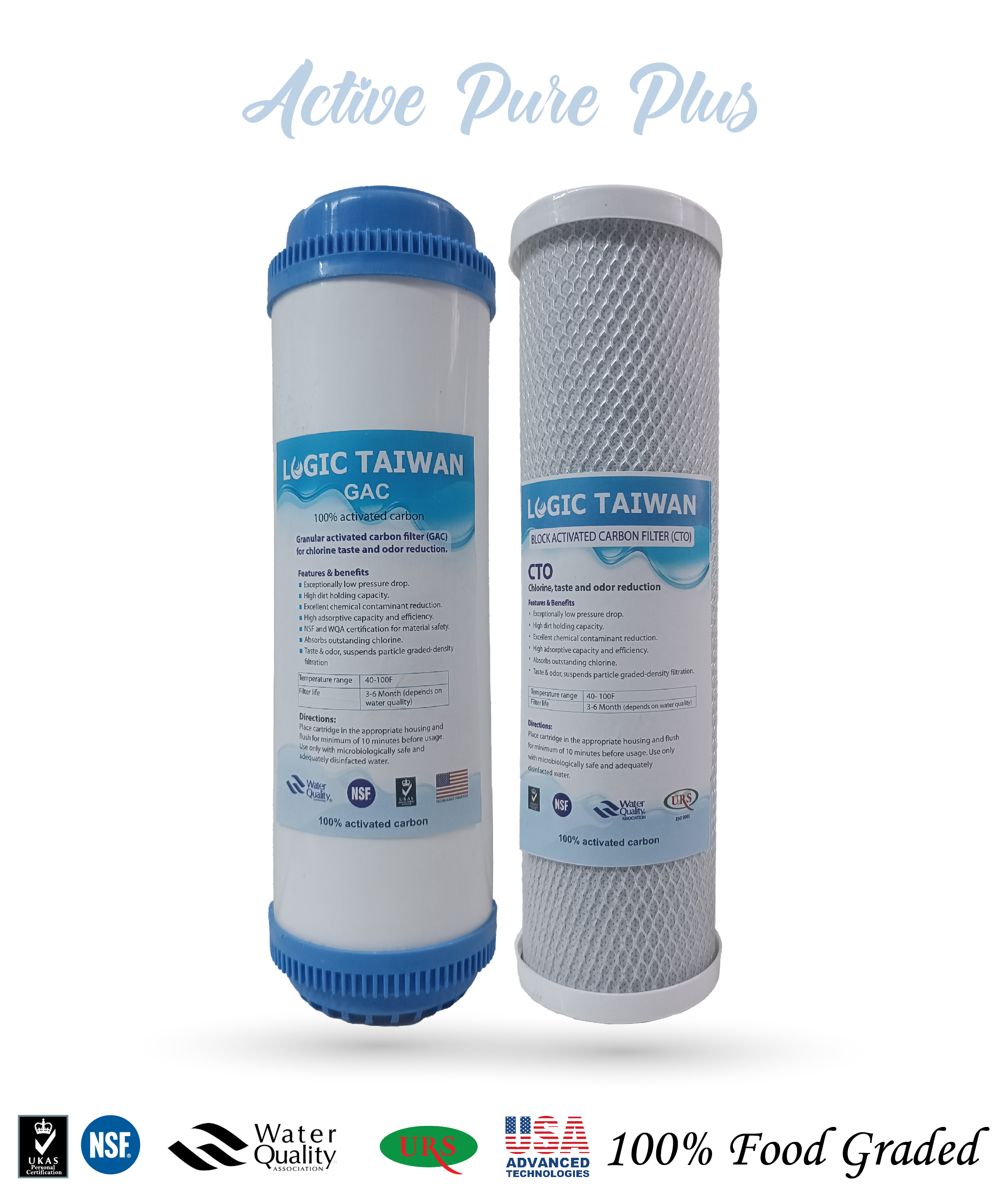 10" Inch Filter Set ( Granular Activated Carbon Gac, Carbon Block Cto) Ro and Water Purifiers