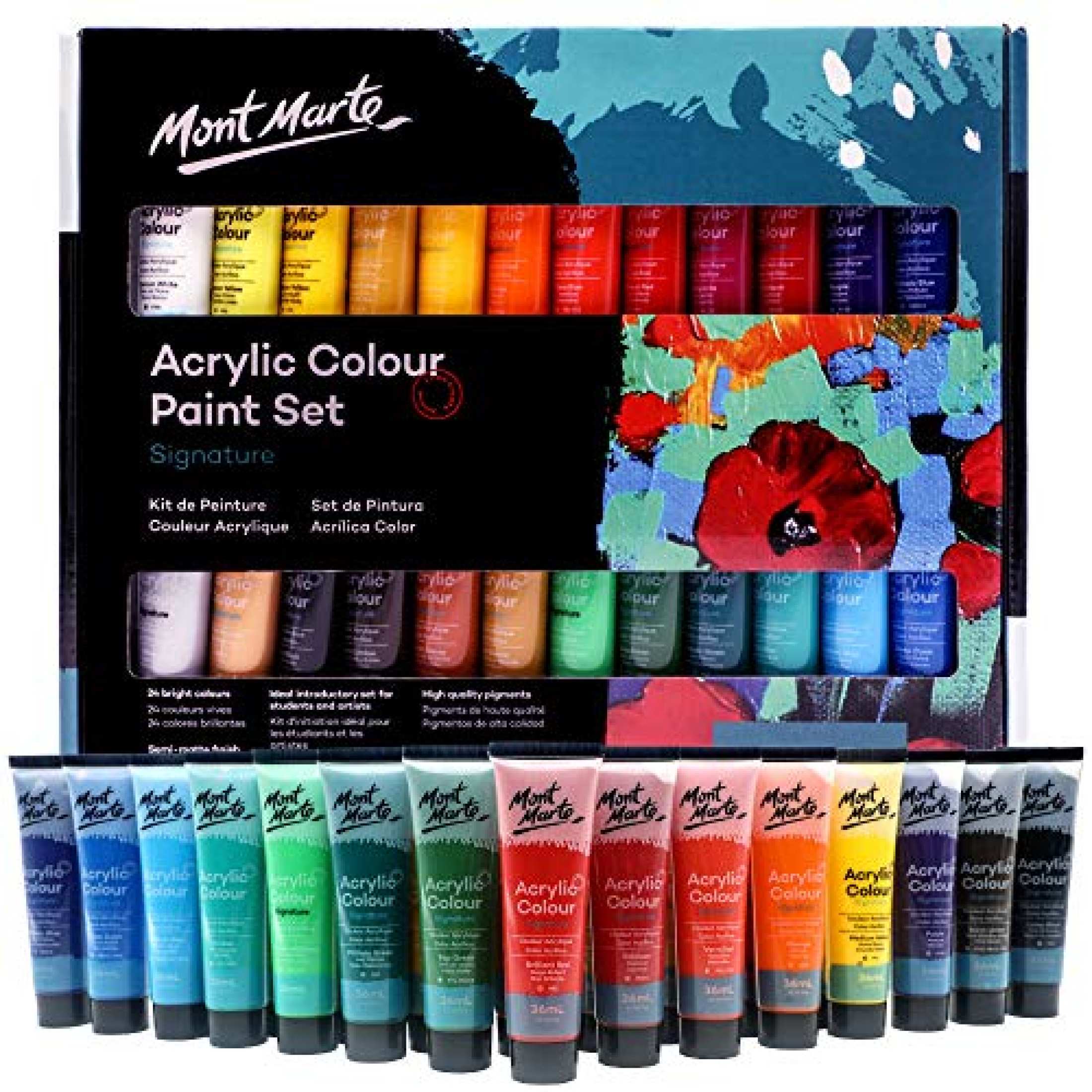 Mont Marte Signature Acrylic Paint Set (36 ML) - 24 colors. 