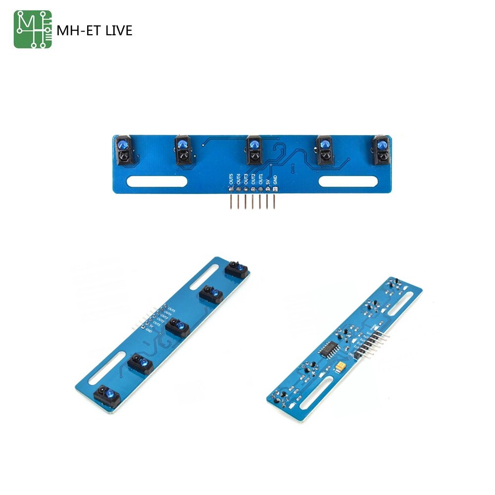 【happy one】MH-ET LIVE 5 channel Infrared Reflective Sensor TCRT5000 KIT 5 IR Photoelectric Line Track Module. 