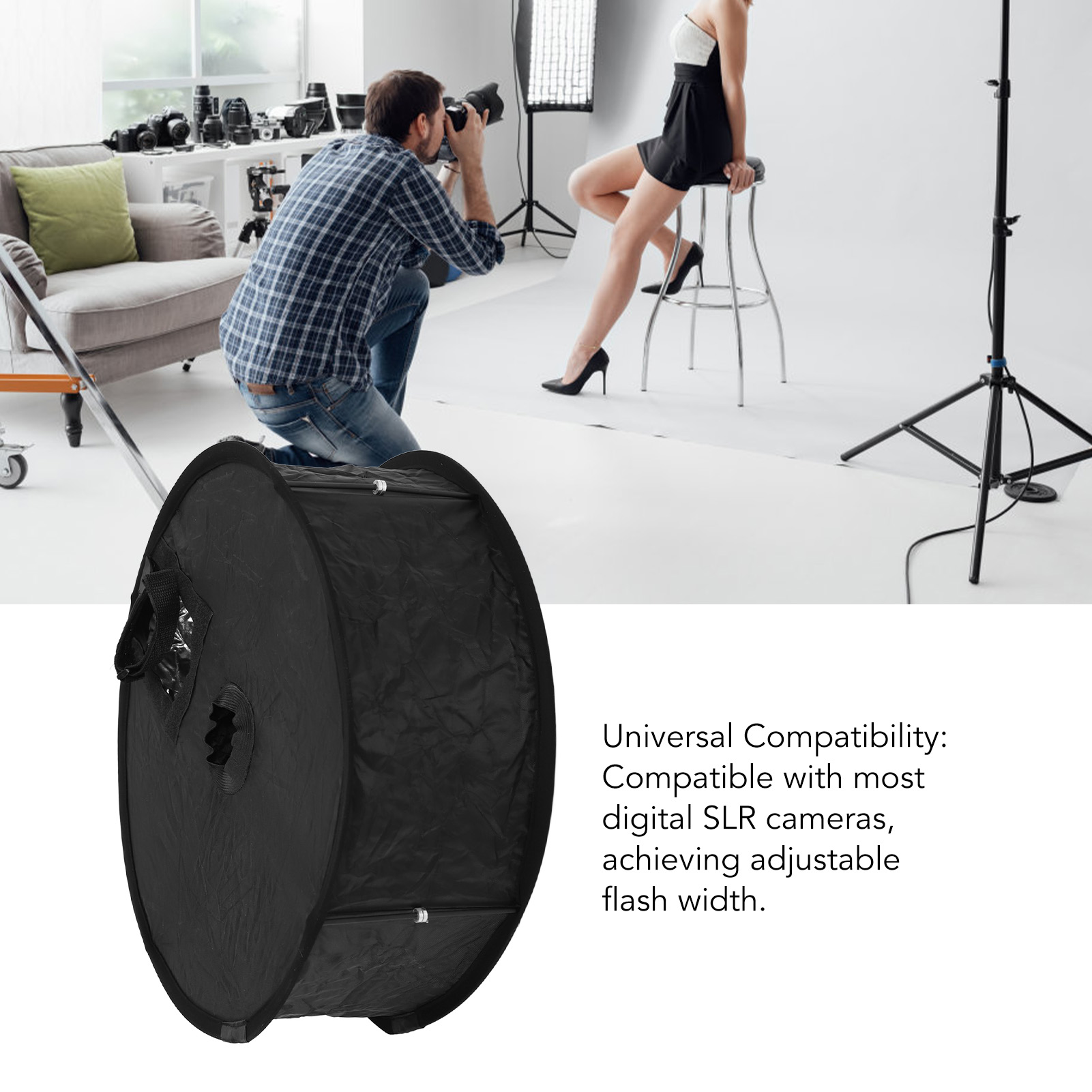 Ring Flash Softbox 17in Flash Diffuser Foldable Portable with Carrying Bag Photo Equipment for Studio Video Portrait. 