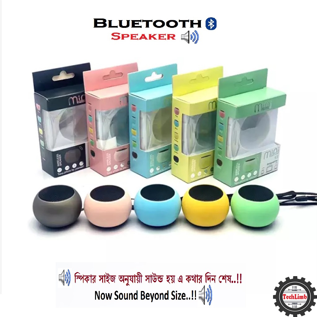 🔊 Bluetooth Speaker Small Size with Powerful Stereo Sound 🎶 450mAh Battery Backup | Compact & Portable Design | TechLimb