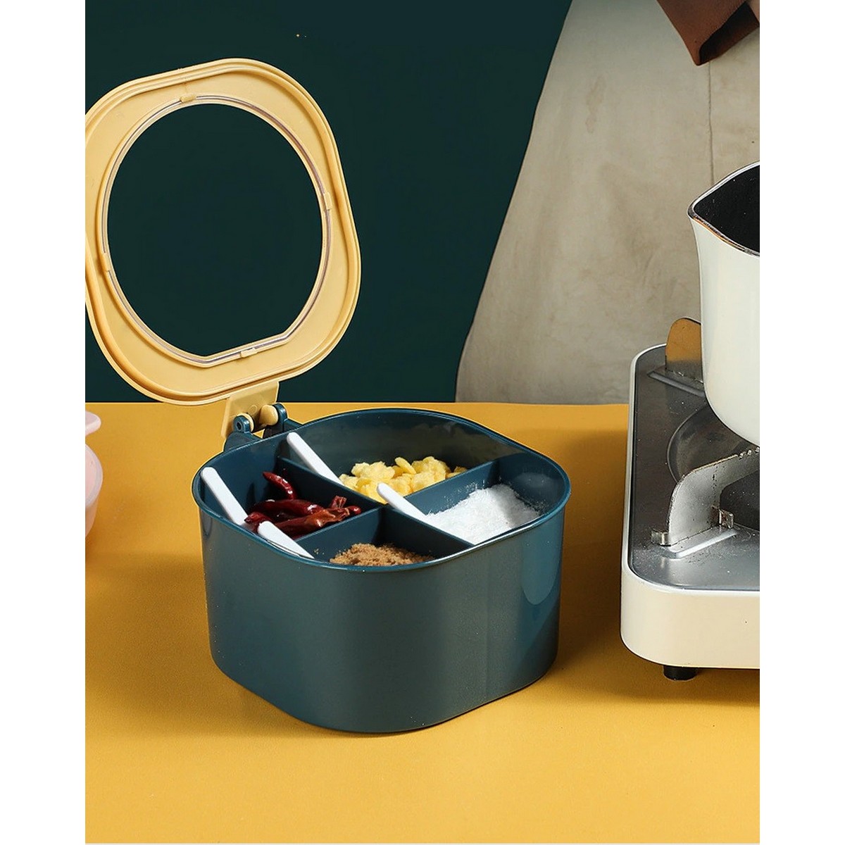 Spices Storage Box Fpur Chamber High Quality Premium Finished Spice Container Spice Jar Spice Box.. 