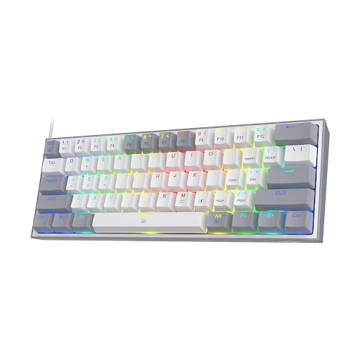 Redragon K617 FIZZ RGB (Red Switch) White-Gray Wired Detachable Mechanical Gaming Keyboard. 