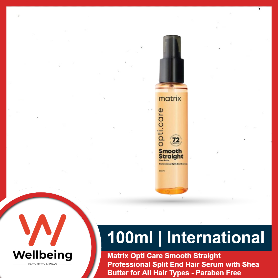 Matrix Hair Seum 100ml Opti Care Smooth Straight Professional Split End  Hair Serum with Shea Butter for All Hair Types Paraben Free