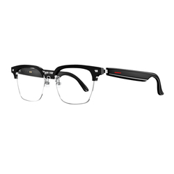 Smart glasses: blue light filtering polarized sunglass lenses audio built-in mic & speakers touch & voice assistant. 