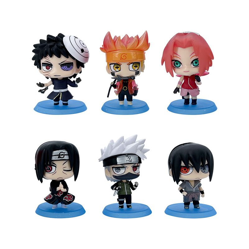 Hot 6pcs/set Naruto Shippuden Anime figure Hinata Sasuke Itachi Kakashi Obito action Figures Q Version PVCToys Dolls Kid Gift. 