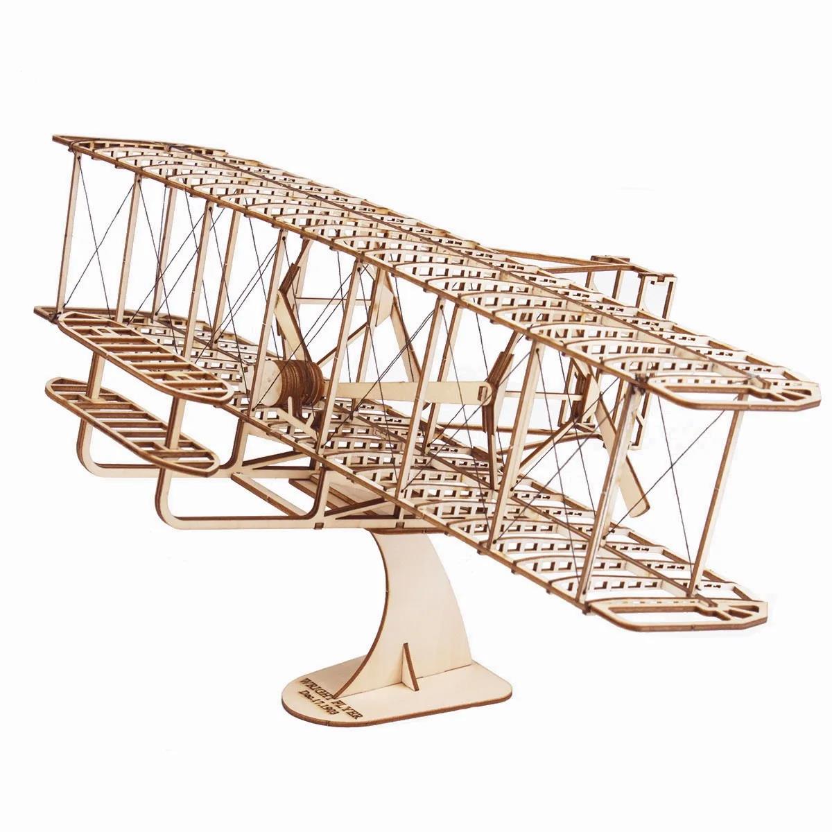 3d Aircraft Wooden Puzzles Kits Assemble Constructor Building Blocks Model DIY for Kids Breriot Wright Brothers Airplane Models MuXiaRe. 