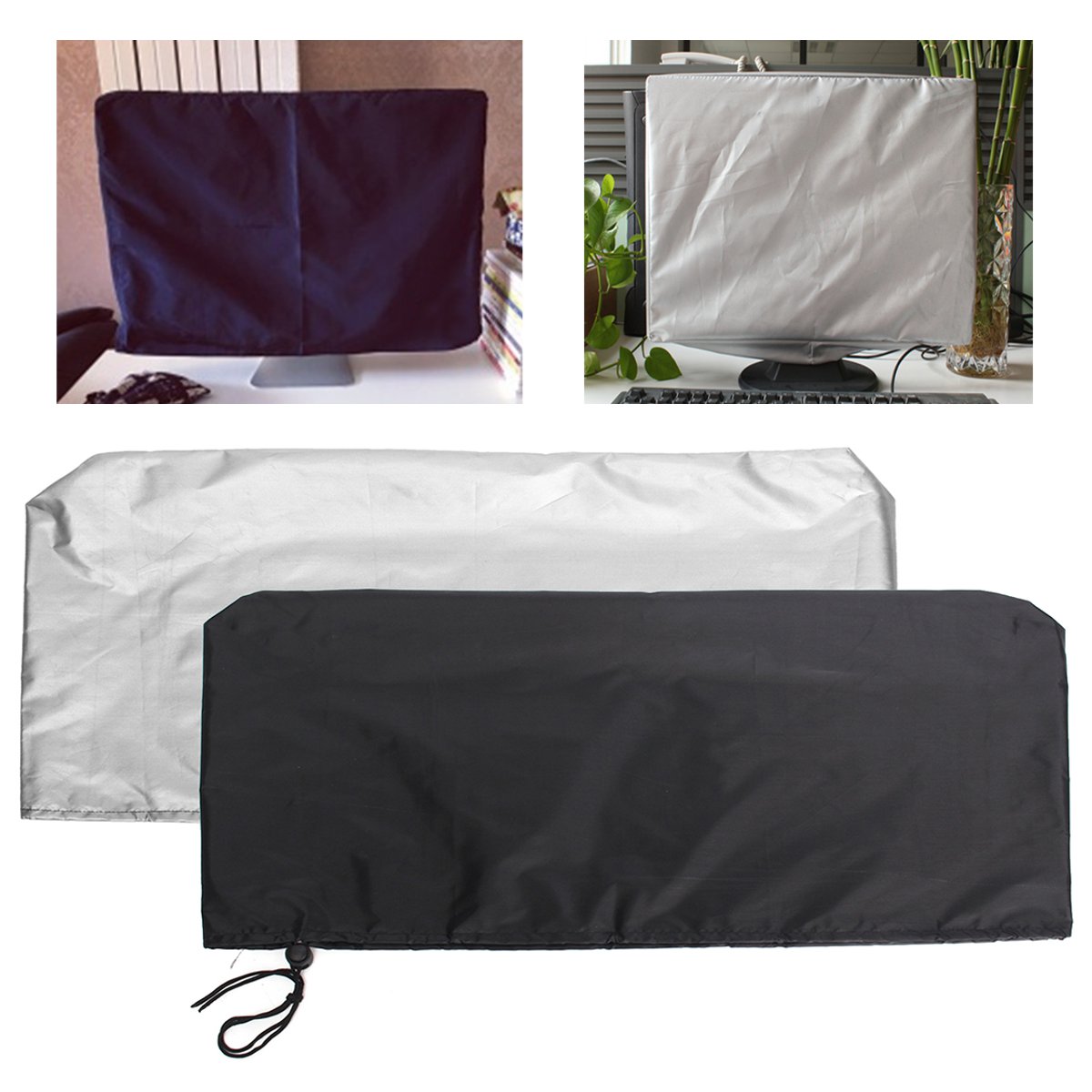 【Happy childhood memories】Inch Computers Flat Screen Monitor Dust Cover PC TV Fits Tablets Polyester Computer Covers Soft Lining 2 Colors. 