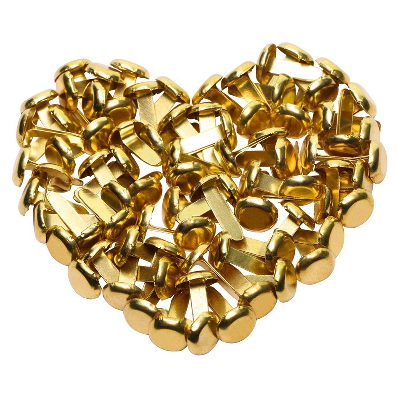 1/2 Inch Brass Paper Fasteners, Mini Paper Fasteners for Handicraft Projects, Decorative DIY Supplies, 8 x 14 mm (Gold). 