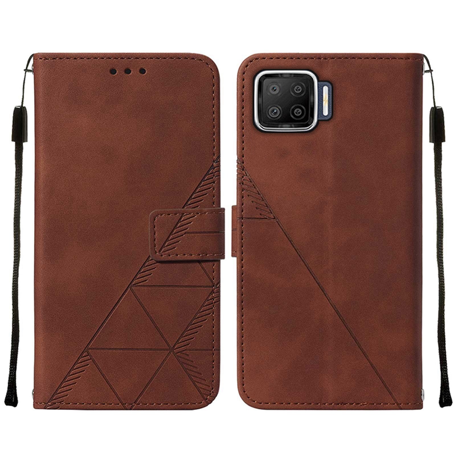 lthmy for OPPO A73 2020 / OPPO F17 case slim Embossed PU Leather Flip Stand Wallet Card Slots Cover