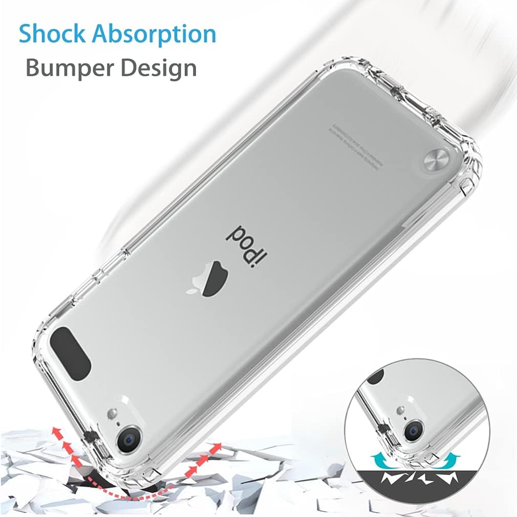 Clear iPod Touch 7th Generation Case Heavy Duty Full Body Rugged Slim Fit Shockproof Cover for iPod Touch 5/6/7th Generation. 