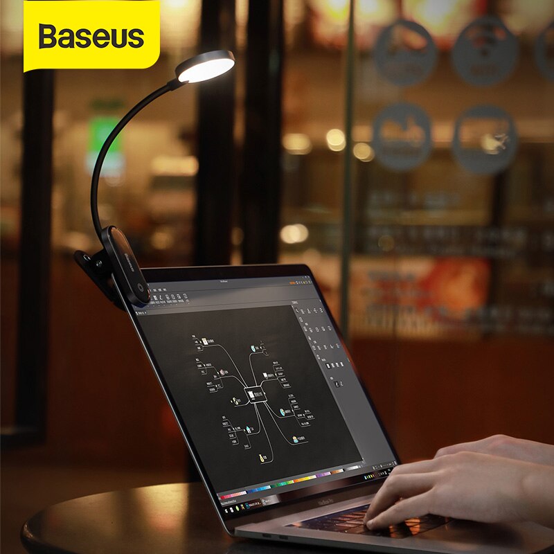 Baseus Mini Clip Lamp Comfort Reading USB Led Light Rechargeable On Desk Lamp Flexible Nightlight Warm Reading Lamp For Travel Bedroom Book. 