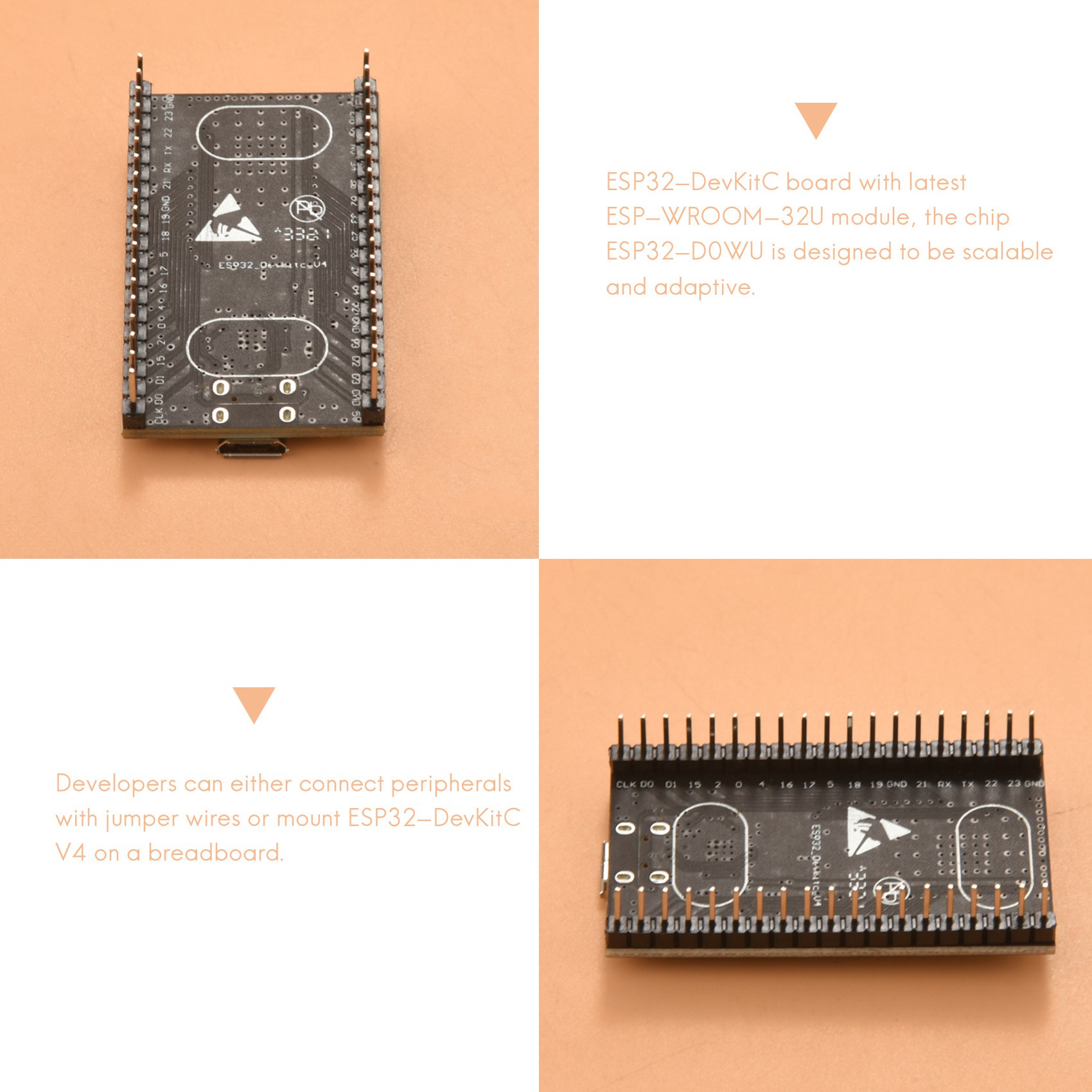 6PCS ESP32-DevKitC Core Board ESP32 Development Board ESP32-WROOM-32U Wireless WiFi Development Board for Arduino. 