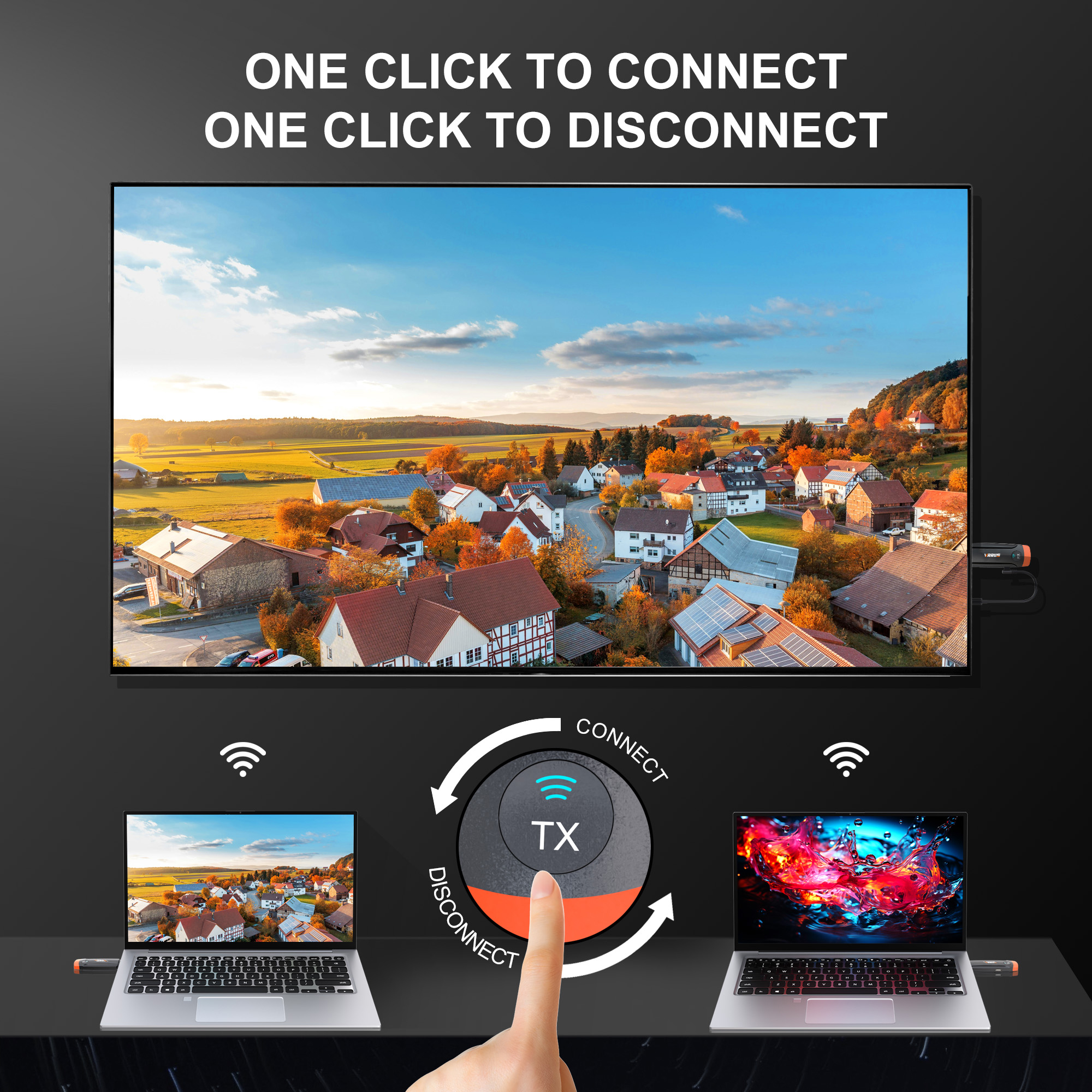 Wireless HDMI Extender Video Transmitter Receiver 2.4/5G with USB Type C Display Adapter for Iphone 15 Laptop PC To TV Projector. 