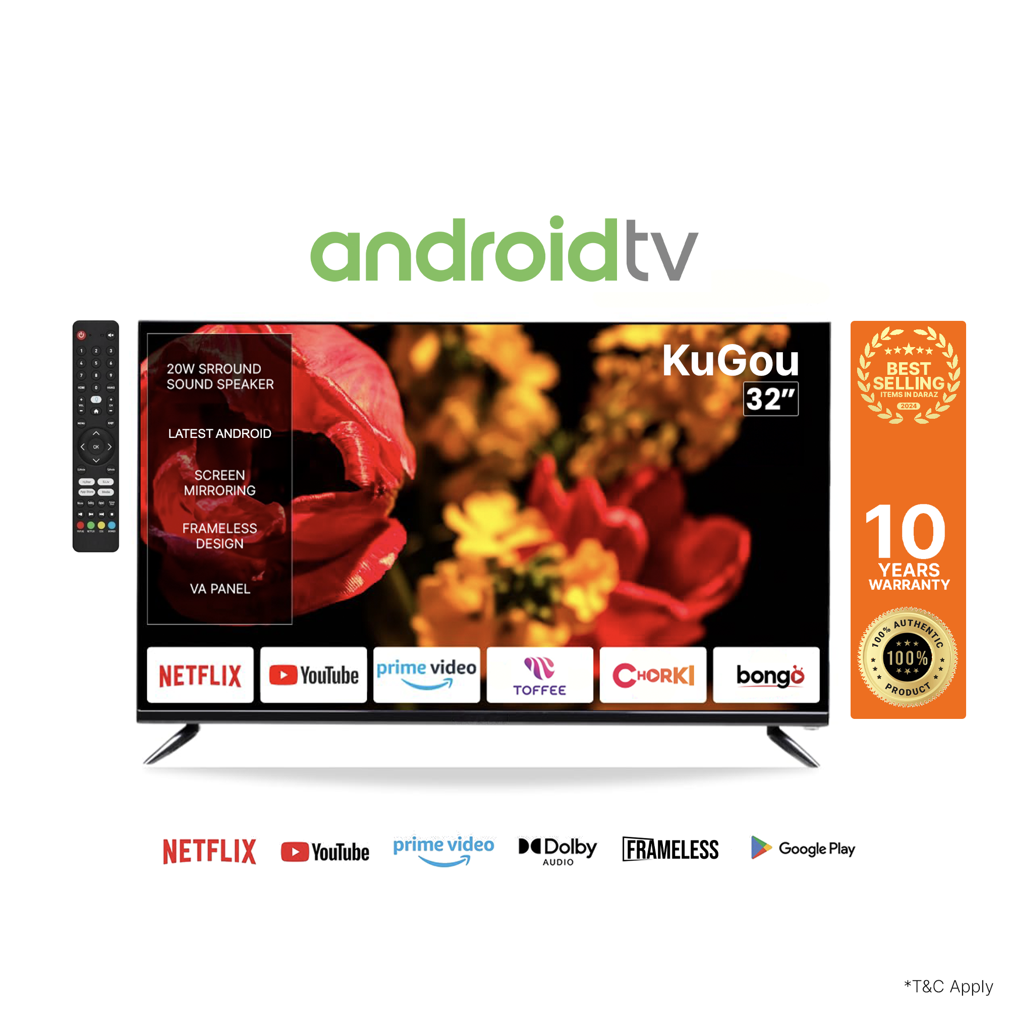 KuGou 32" TV FHD Frameless Android Smart TV