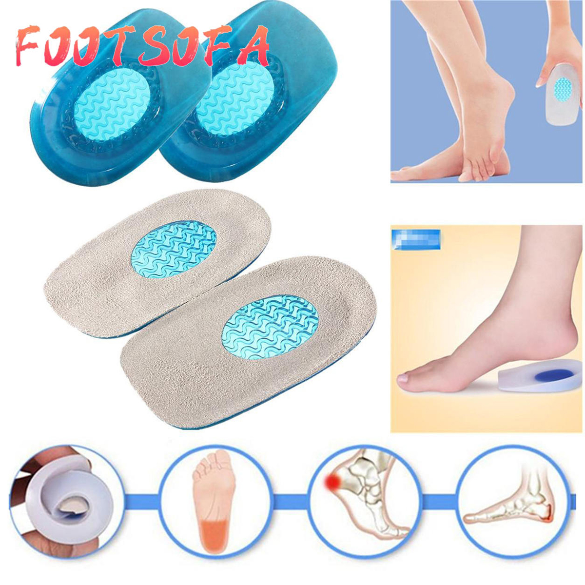 Trendmade Silicone Gel Heel Protector Insole Pads for Swelling, Pain  Relief, Foot Care Support Cushion for