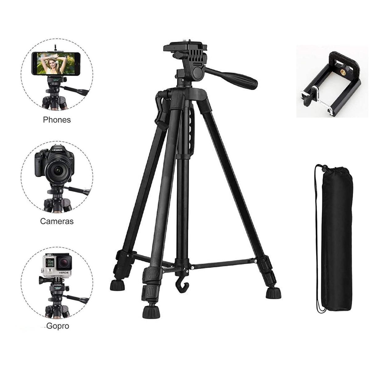 3366 Camera Tripod with Carry Bag, Tripod Stand for DSLR SLR Cameras Compatible with iPhone & Android. 