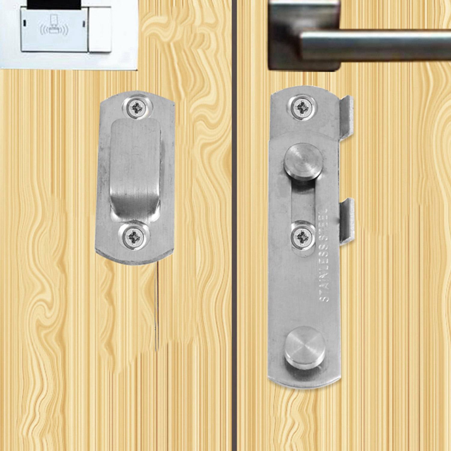 1Set Hasp Latch METAL Hasp Latch Lock Sliding Door Lock for Window Cabinet Fitting & 100X Stainless Steel Flat Head Self-Tapping Screw 12X3mm Silver