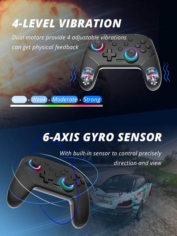 DATA FROG Wireless Controller For Nintendo Switch OLED/Lite Console Pro Gamepad with 1000Mah Battery Programmable Turbo Function. 